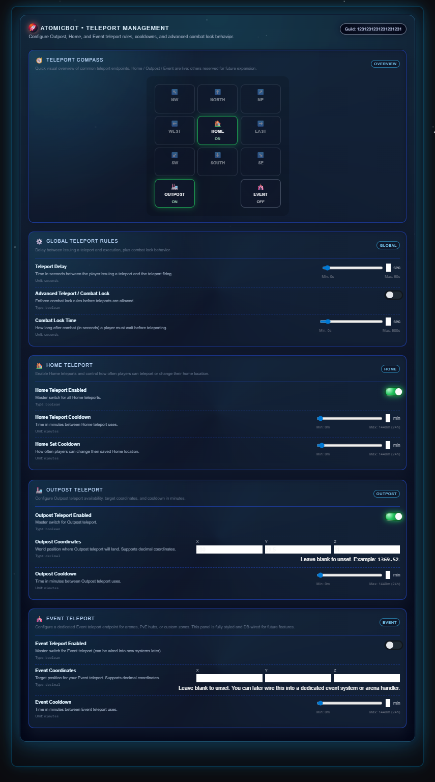 Teleport Settings